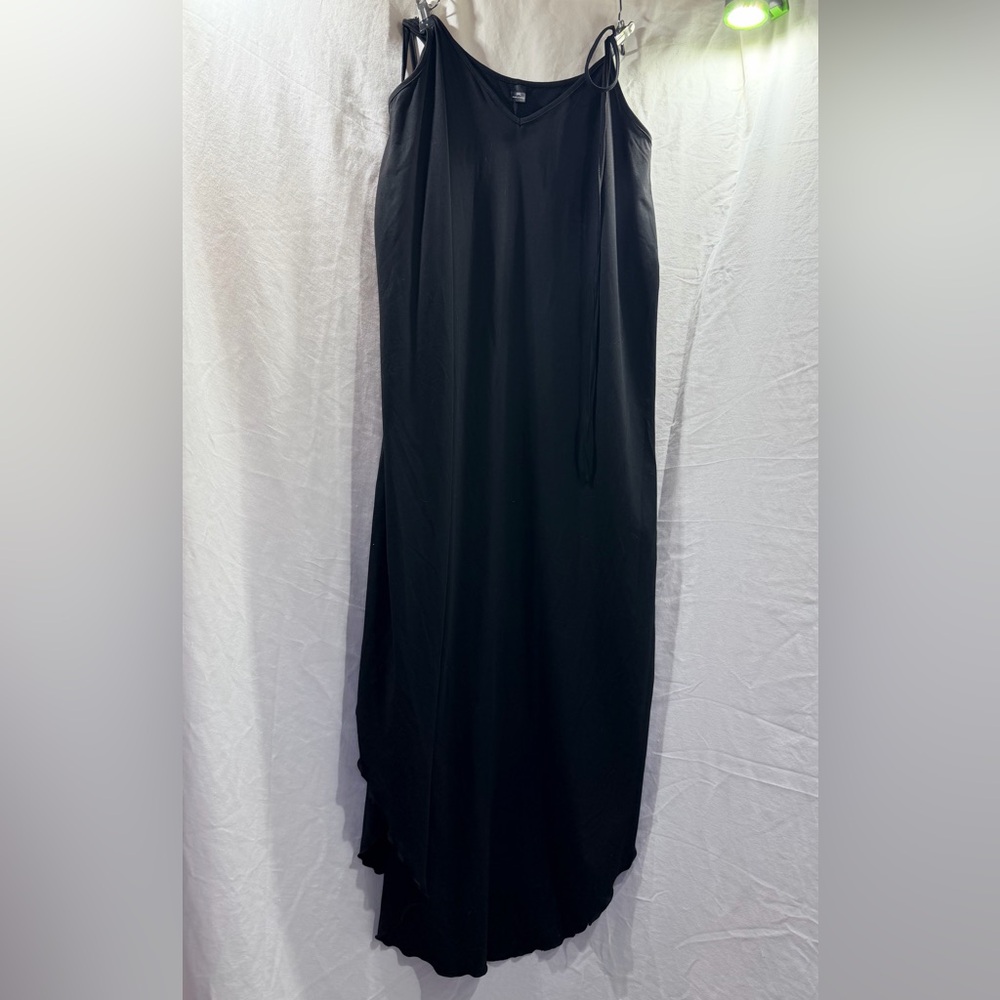 Sleek Black Maxi Slip Dress with V-Neck